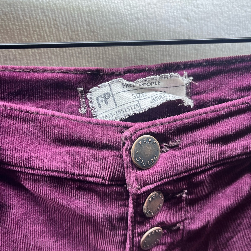 Free People Raw Edge Corduroy Pants Womens 26 Waist Stretch Ankle Cute 2331 - Picture 3 of 10
